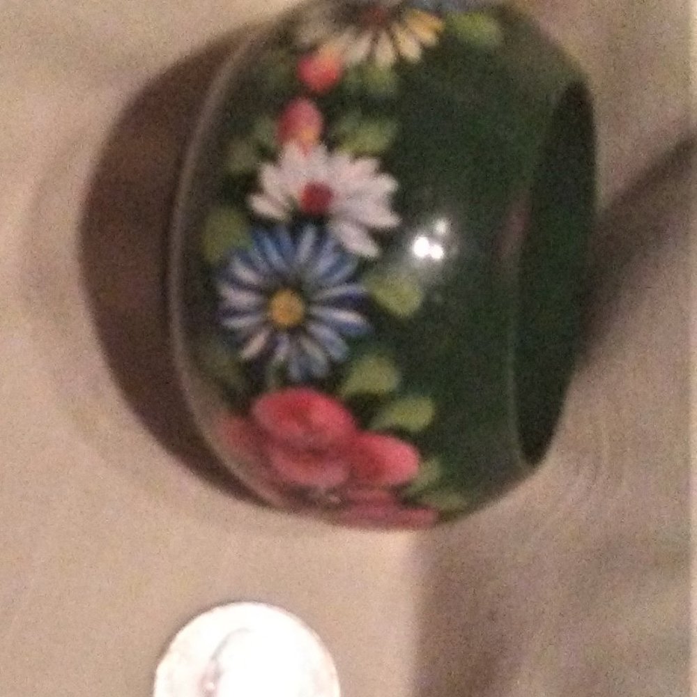 Very Tiny Flower Painted Wooden Bowl